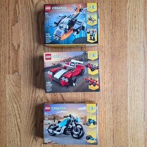 LEGO Creator 3-in-1 Bundle | Cyber Drone, Vintage Motorcycle, Sports Car | NWT